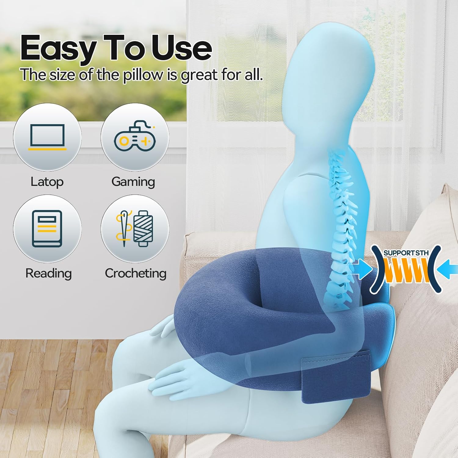Gaming & Reading Lap Desk Pillow for Sitting on The Bed/Sofa/Floor