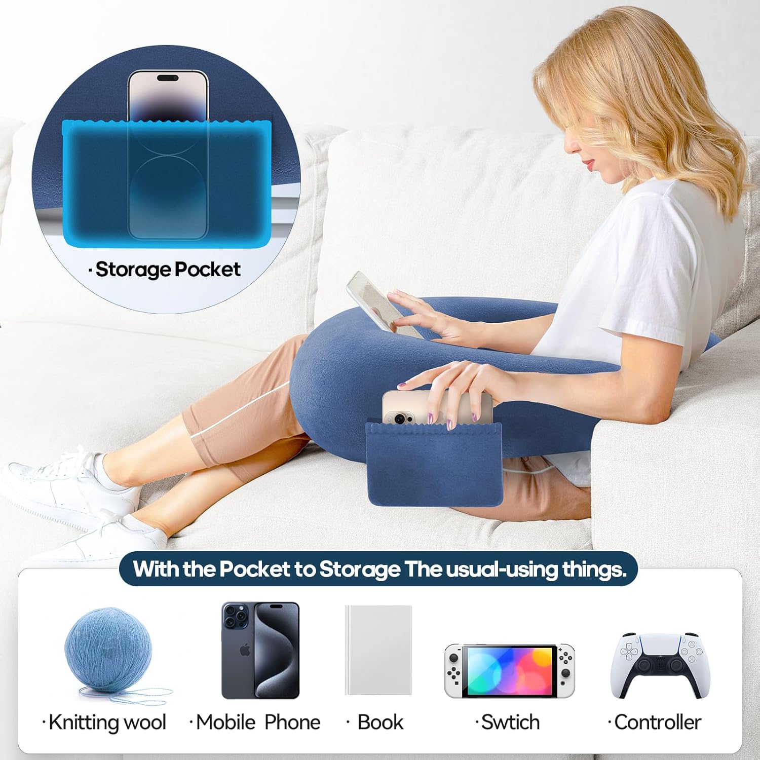 Gaming & Reading Lap Desk Pillow for Sitting on The Bed/Sofa/Floor