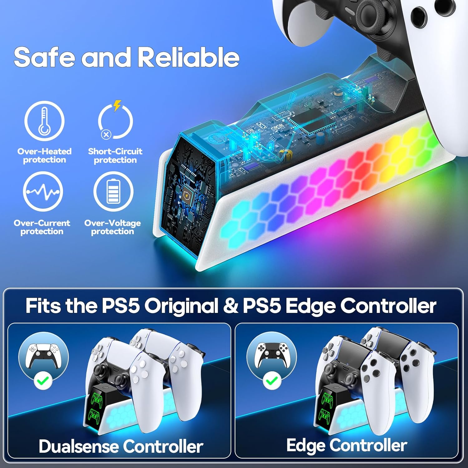 PS5 Controller Charger Station Compatible with DualSense & Edge Controllers