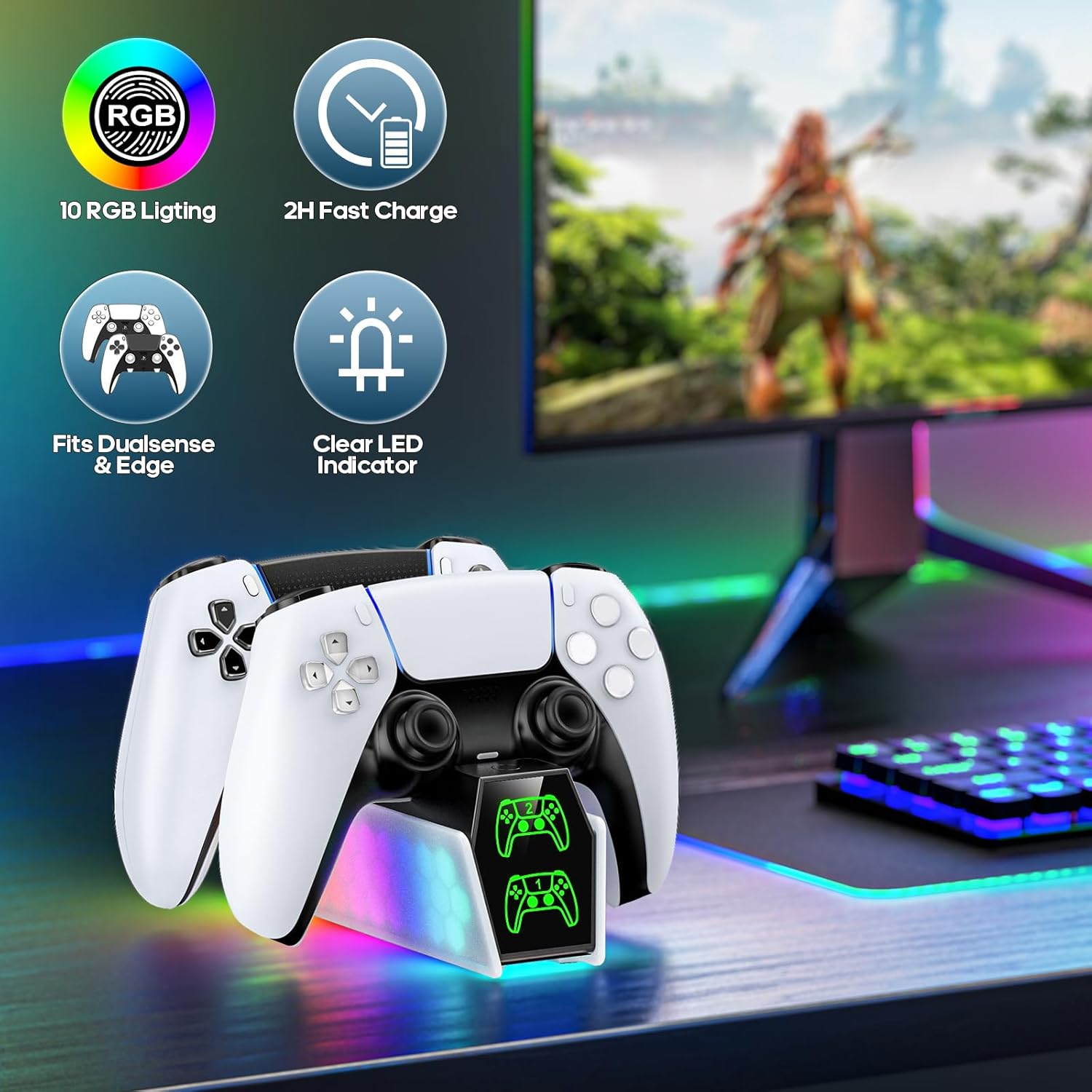 Ps5 Compatible Controllers PS5 Controller Charger Station Compatible with DualSense & Edge Contro ...