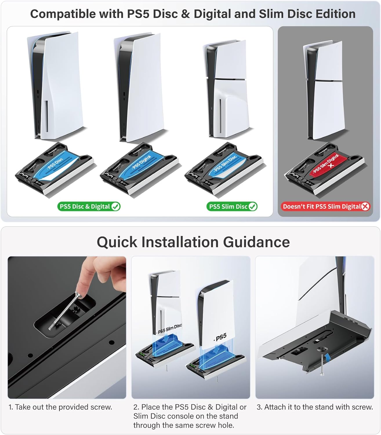 PS5 Stand for PS5 Slim Disc/PS5 Disc & Digital