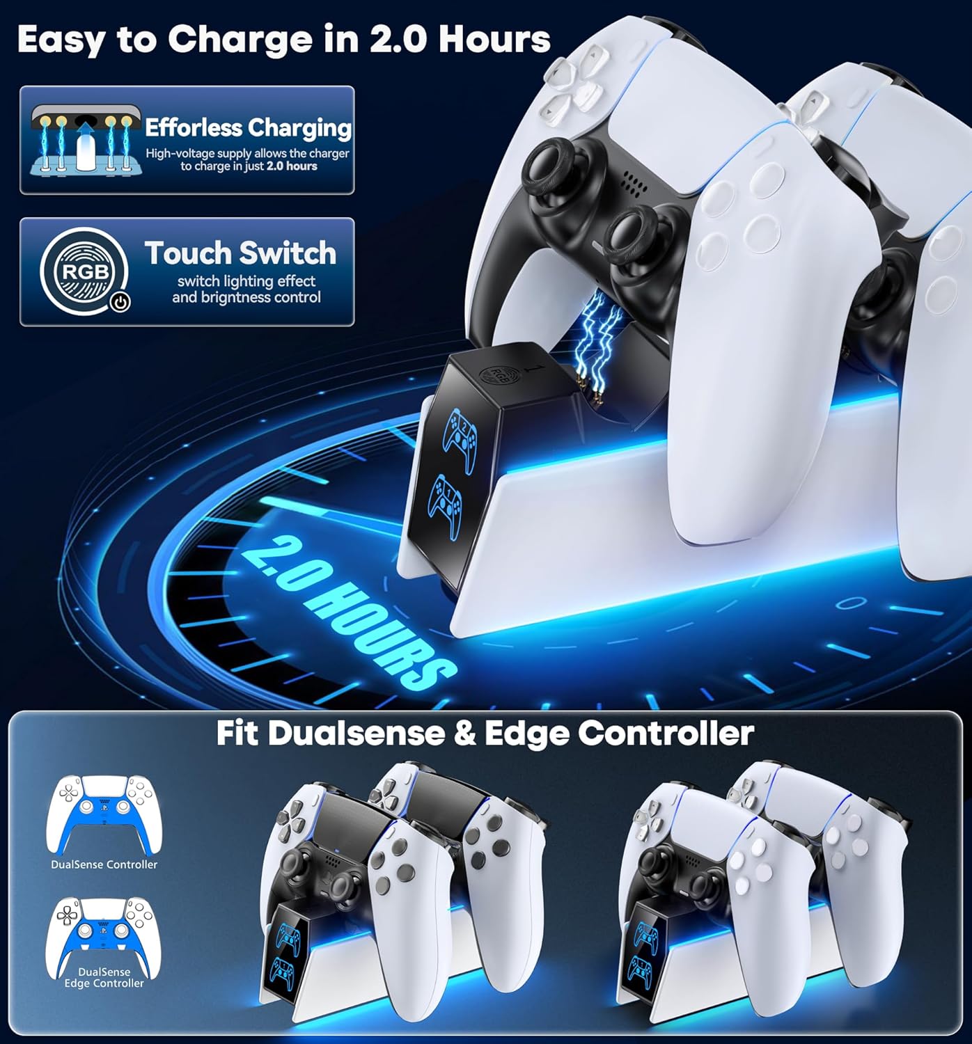 OIVO PS5 Controller Charger with Fast Charging AC Adapter, PS5 Accessories Kits