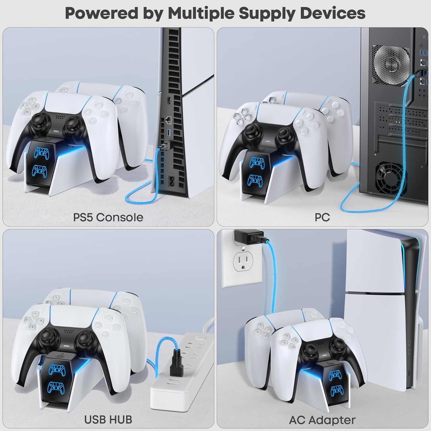 OIVO PS5 Controller Charger with Fast Charging AC Adapter, PS5 Accessories Kits