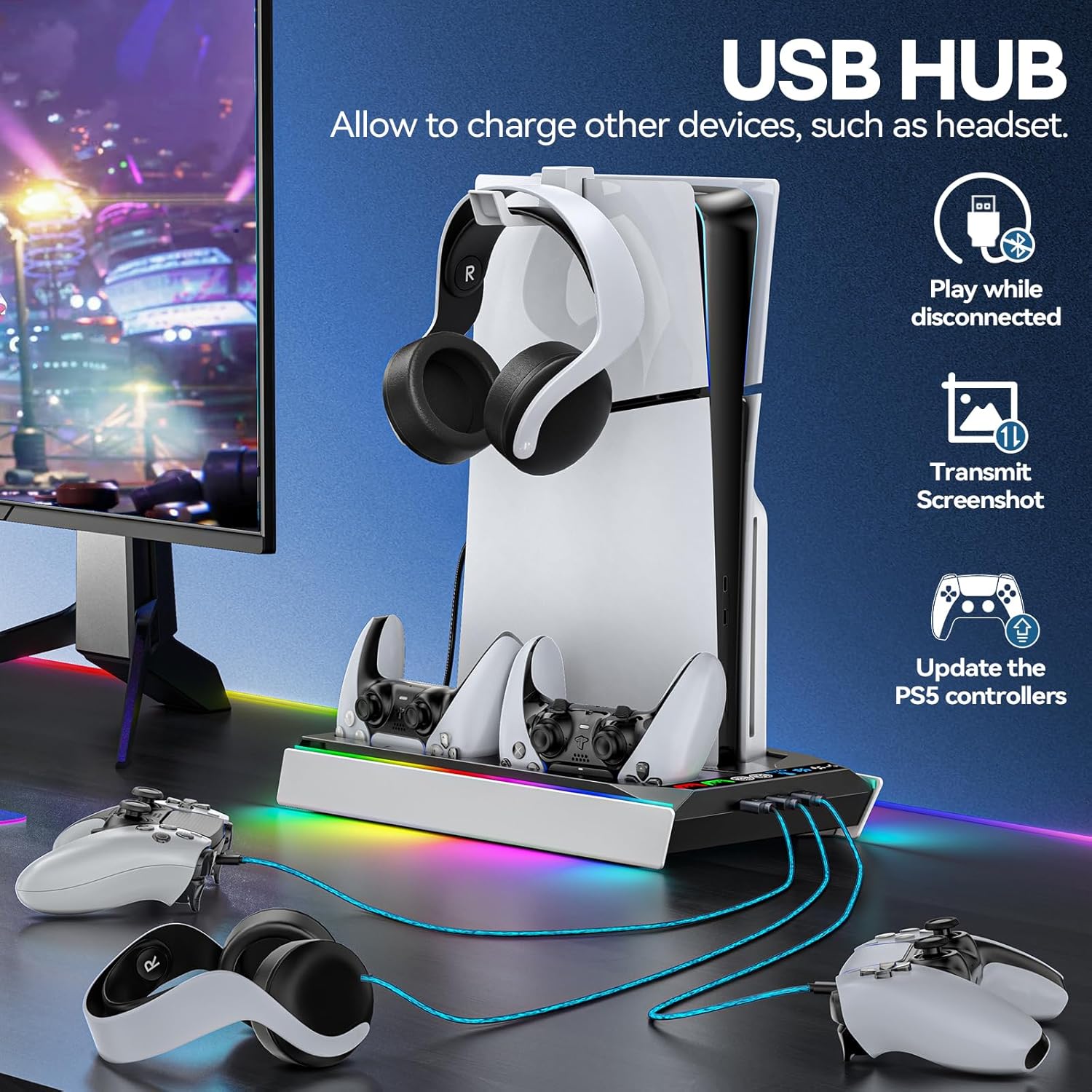 PS5/Slim/Pro Cooling Station with Auto Turbofan & 3-Level Speed