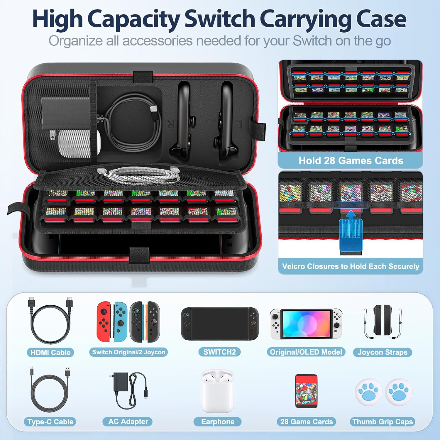 Switch 2 Case Compatible with Nintendo Switch 2 & Original & OLED Version