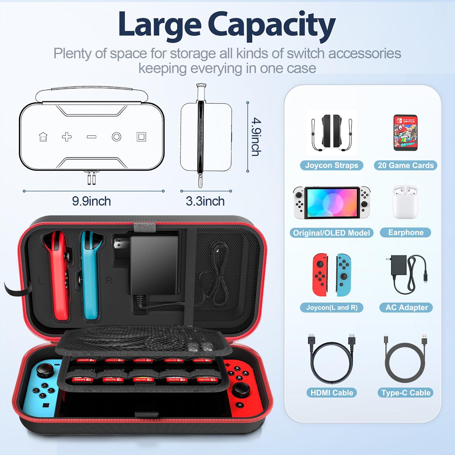 Switch OLED Carrying Case Compatible with Nintendo Switch & OLED