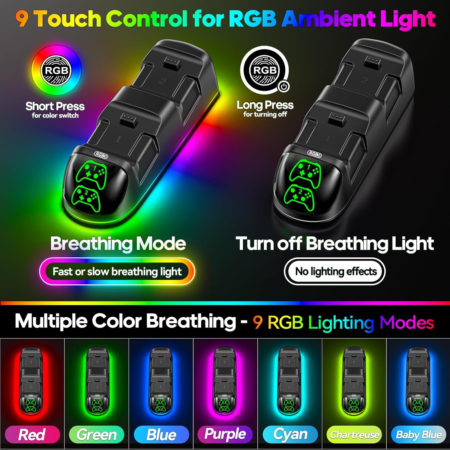 Xbox Controller Charger with 2 x 5520mWh Rechargeable Battery Packs