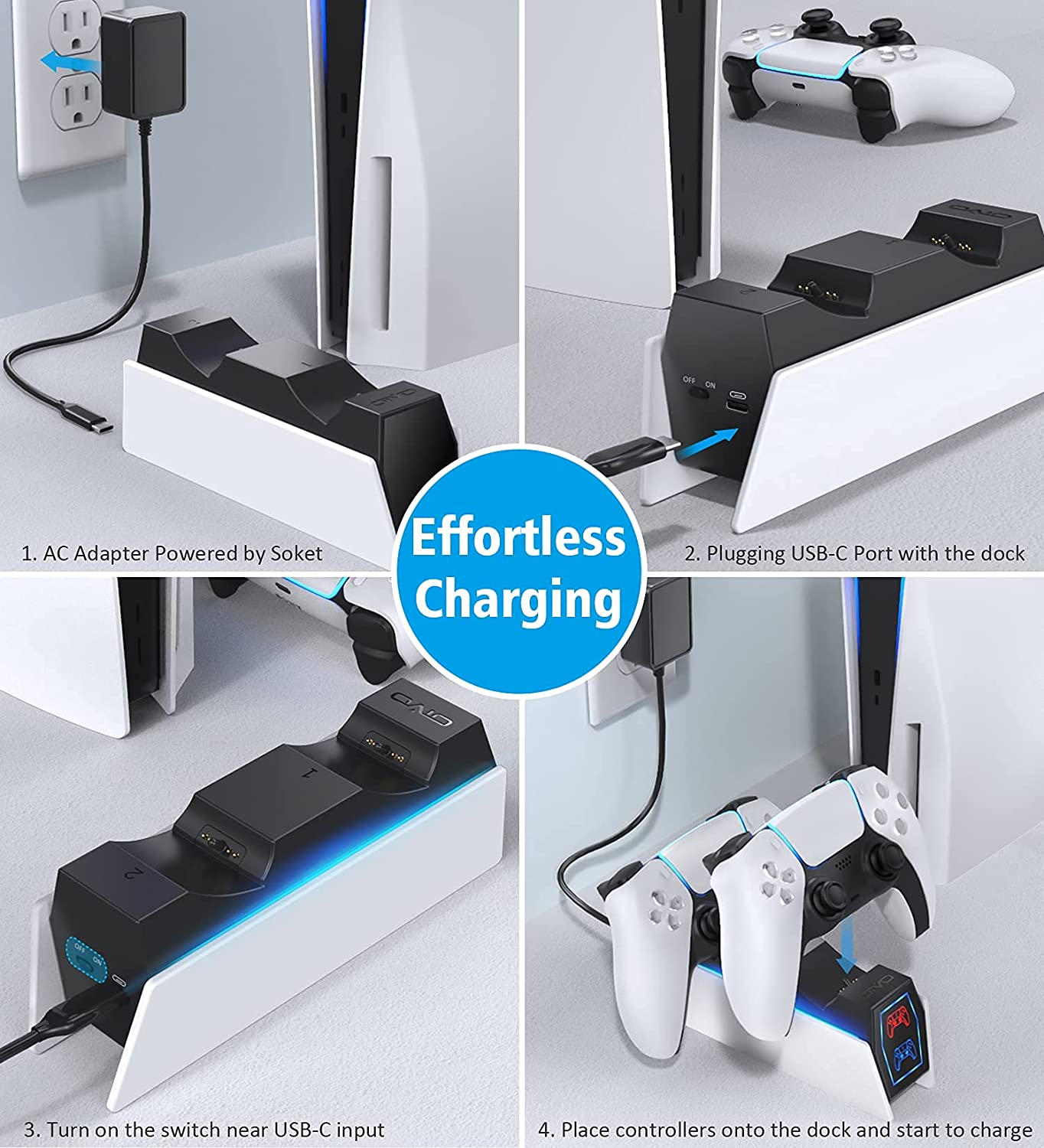 OIVO PS5 Dual Controller Charger Docking Station