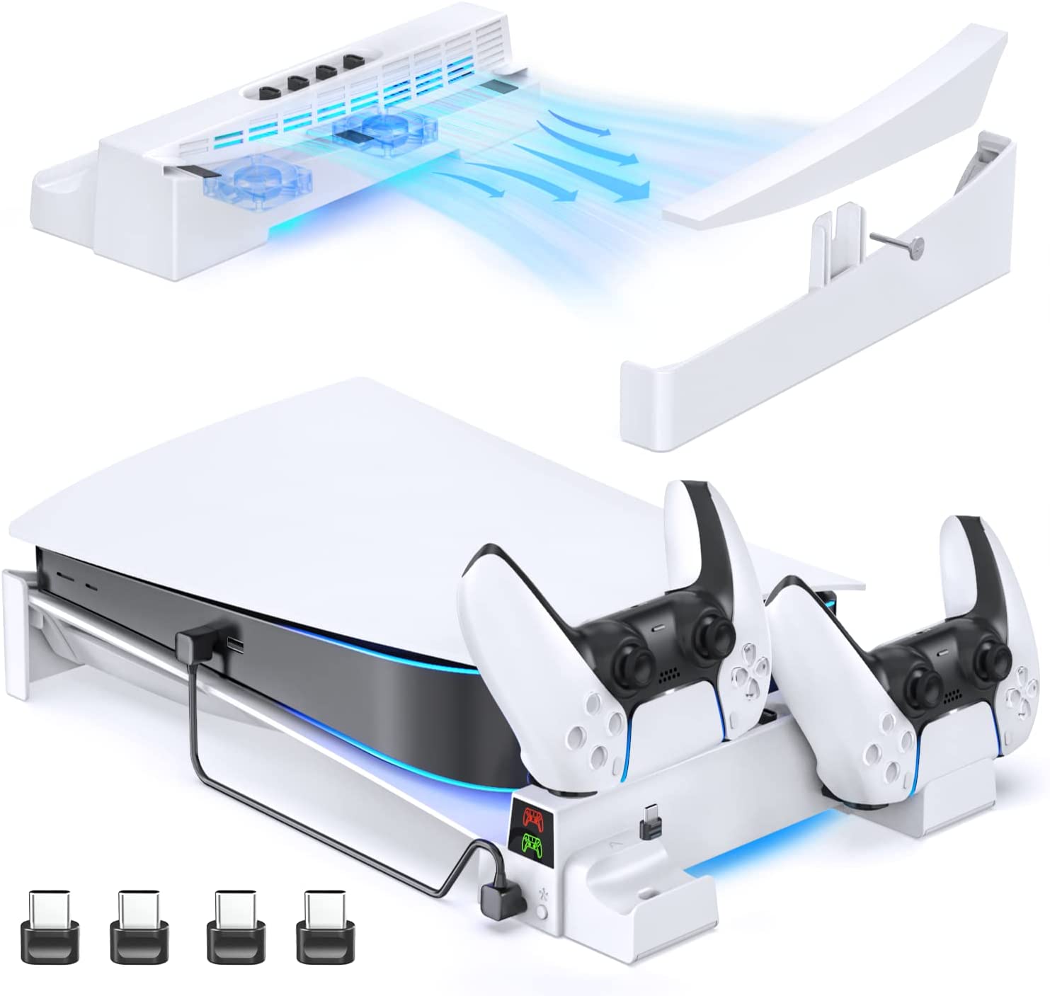 PS5 Horizontal Stand with Cooling Fan and PS5 Controller Charger