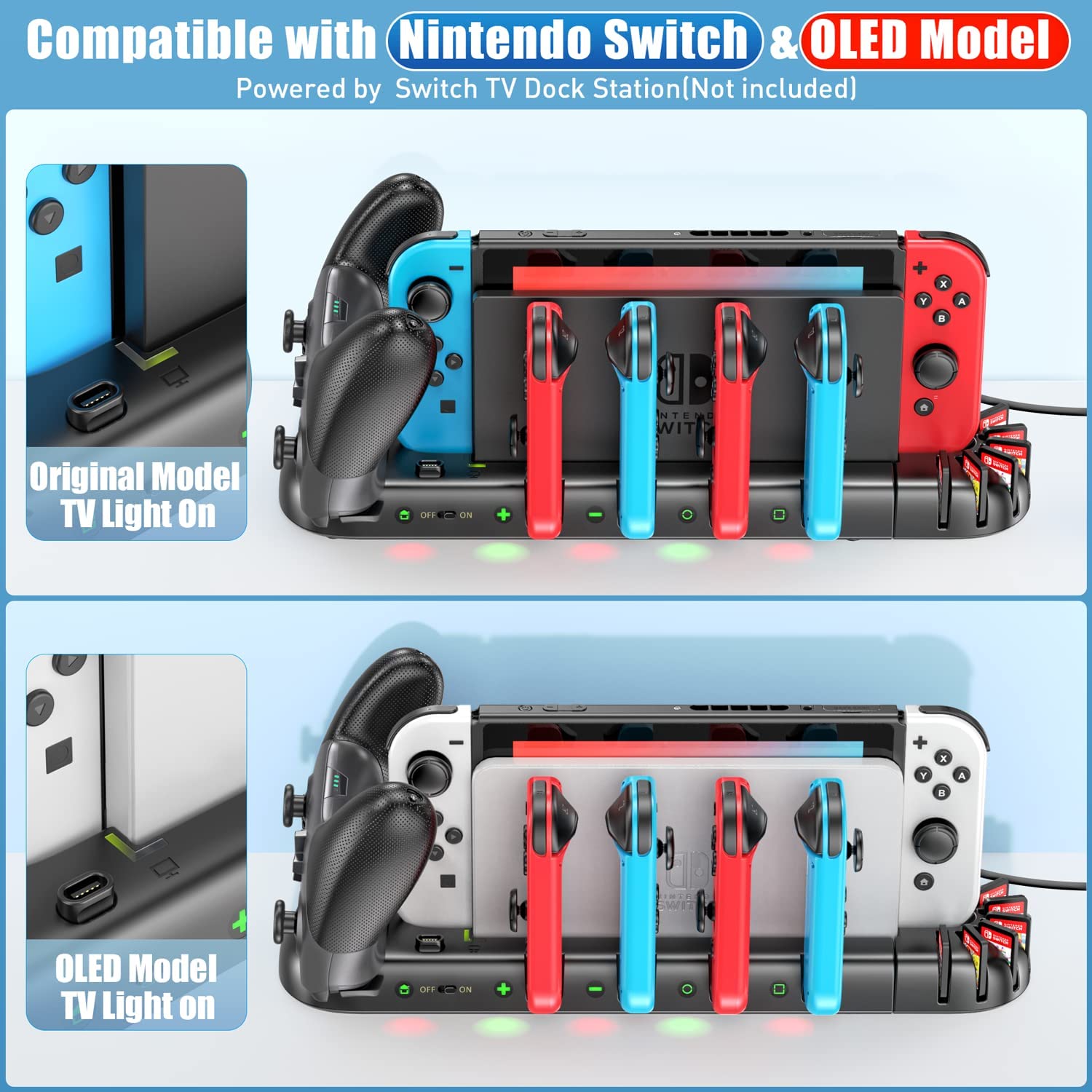 Switch/OLED Charging Dock Stand for Joy-con and Pro Controller