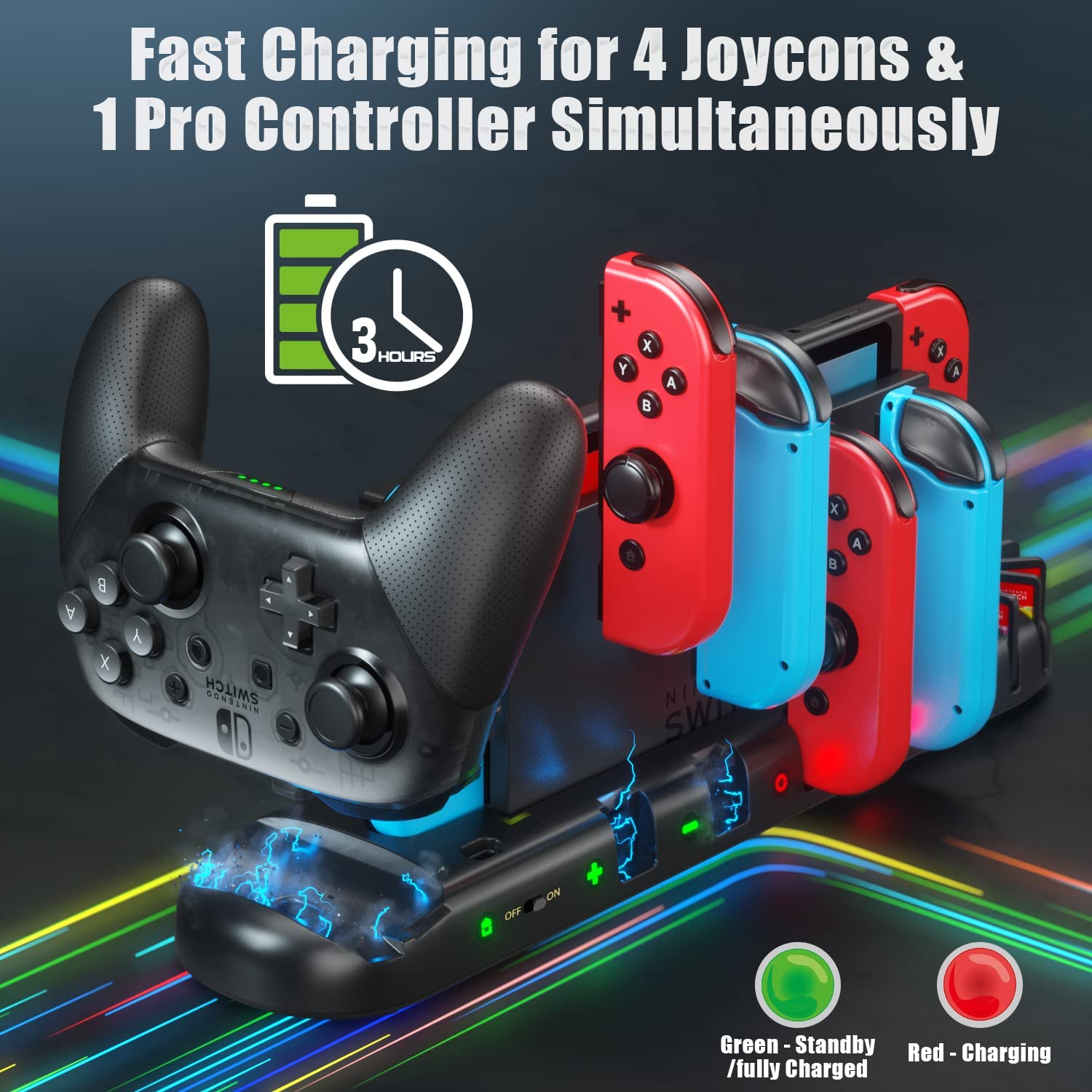 Switch/OLED Charging Dock Stand for Joy-con and Pro Controller